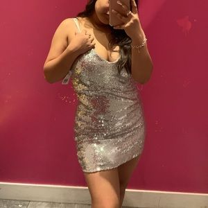 silver glitter dress